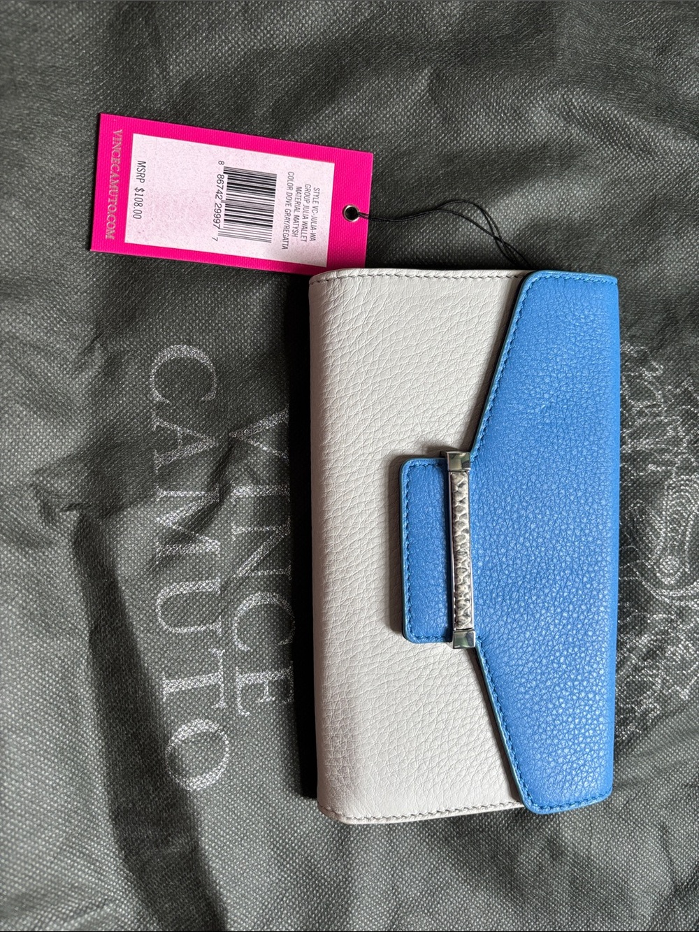 Vince Camuto Black Leather Wallet with Hot Pink Accents